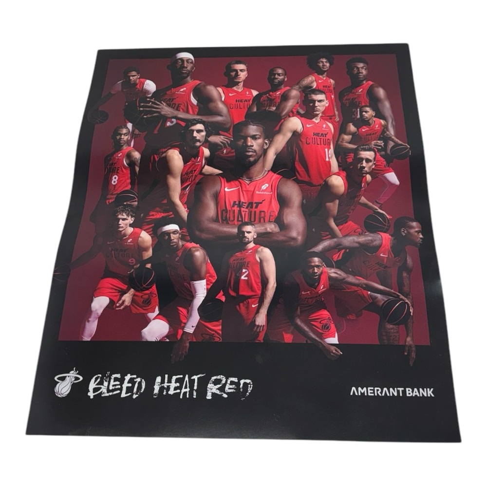 2024-25 Miami Heat Bleed Heat Red Amerant Bank Poster